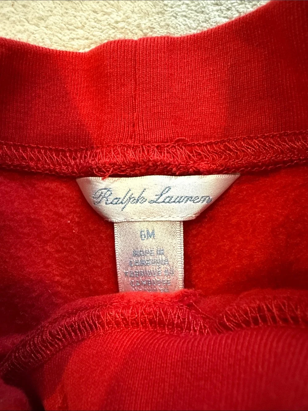 Ralph Lauren Red Jogger Pants with Yellow Polo Pony